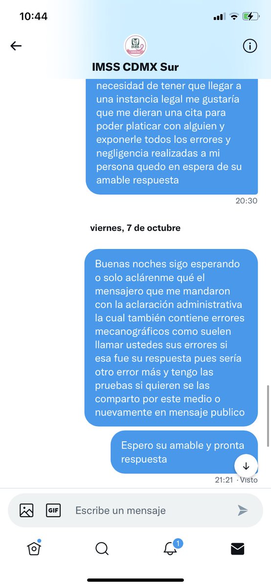 MarcoEdgarNava3's tweet photo. @Tu_IMSS @Brenduquiluky @zoerobledo @GuillermoRizo22 @AristeguiOnline @DelgadoCantu @federicohmarin eso te dicen para que dejes de escribir mensajes públicos y los sigas quemando mira desde cuando mande mensaje a @Tu_IMSS_CDMXSur y es fecha que no me responden ni me solucionan nada como prueba esta la conversación https://t.co/J2Z2YhfkPE