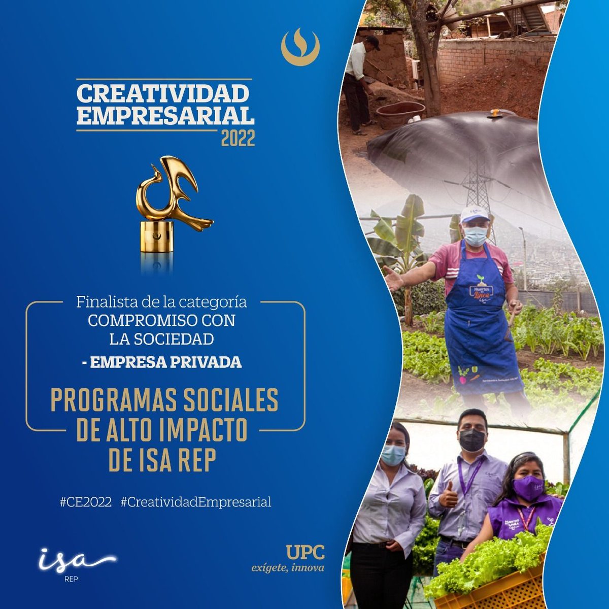 carlosmcaros's tweet photo. #ISAREP finalistas en los premios #CreatividadEmpresarial 2022, en la categoría Compromiso con la Sociedad. Llegar hasta aquí ya es todo un hito que nos motiva a seguir transmitiendo #ConexionesQueInspiran https://t.co/gUzj6ilEZ7