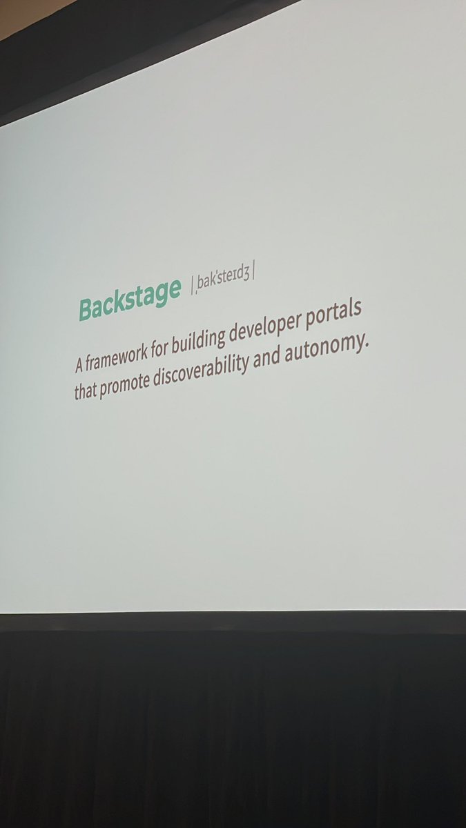 phennex's tweet photo. @jorgelainfiesta provides us with a glossary for #backstage. It’s important to have the same understanding of the terms. #BackstageCon #KubeCon https://t.co/iWjnyXJ18B
