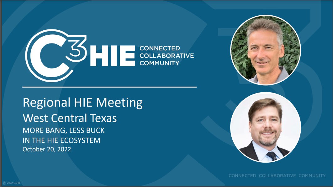 C3HIE's tweet photo. C3 Regional HIE Meeting for West Central Texas held last week at Hendrick Health in Abilene. Thank you to all who attended, our partners and to Hendrick for hosting us. @docsnap1 @1truehealth @ADvault_Inc @infiniwell https://t.co/9WkCebbsuY