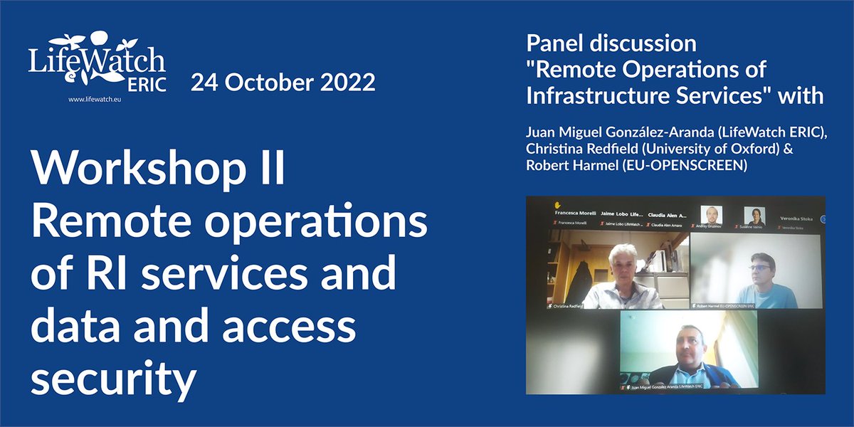 LifeWatchERIC's tweet photo. Great panel discussion at the @eRImote Workshop II: Remote Operations of Infrastructure Structures, featuring our very own CTO Juan Miguel González-Aranda, Christina Redfield (University of Oxford) &amp; Robert Harmel (EU-OPENSCREEN). Moderator Johanna Bischoff (Euro BioImaging) #RIs https://t.co/ewsgo1f4gO