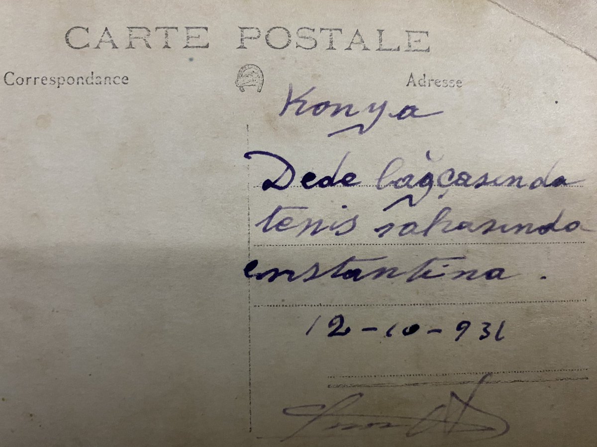 cemreyucekok's tweet photo. Dedem Ahmet Rafet (soldan ikinci) 1912’de Vodina’da doğmuş. 
Fotoğraf 1931’de Konya’da tenis oynadıktan önce ya da sonra çekilmiş. 
91 yıl önce. 
Dedem 19 yaşında. 
Lakabı Güzel Ahmet. 
Konya bahçelerinde tenis oynanıyor. 

“Dede bağçasında tenis sahasında enstantina. 12-10-1931” https://t.co/z787A2ZApv