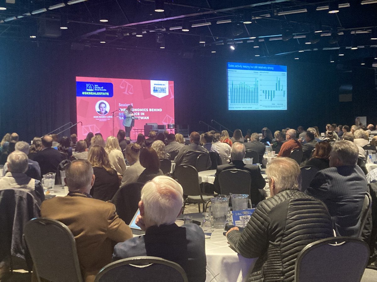 JennEvents's tweet photo. Session Two at State of Real Estate Anne-Marie Lurie speaks to 
“The Economics Behind Resilience is Saskatchewan “

#skrealestate https://t.co/PxUyECh1iO