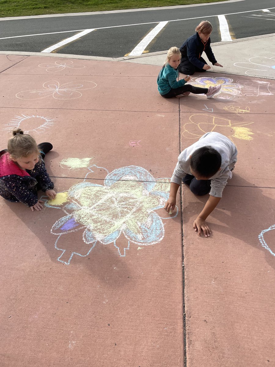 Our friends in Kindergarten and Gr. 4 have partnered up to create Rangolis to celebrate Diwali.  Yes, the children are covered in chalk but they had so much fun. #startthewasher