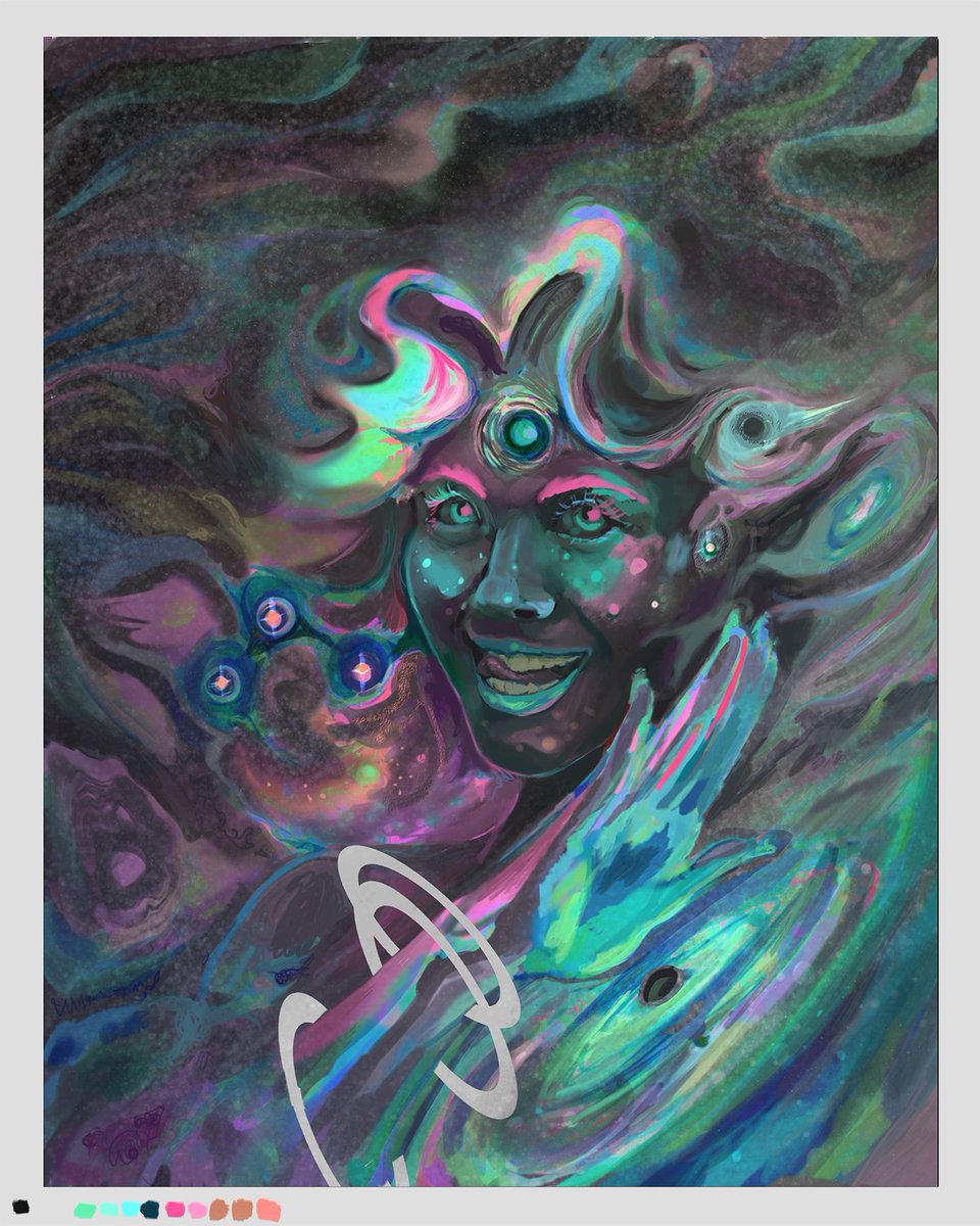 psycartist's tweet photo. Some fun WIP shots to show my process.  Its been a wild ride trying to figure out how to paint this 🤣 https://t.co/gZvMoRA55b