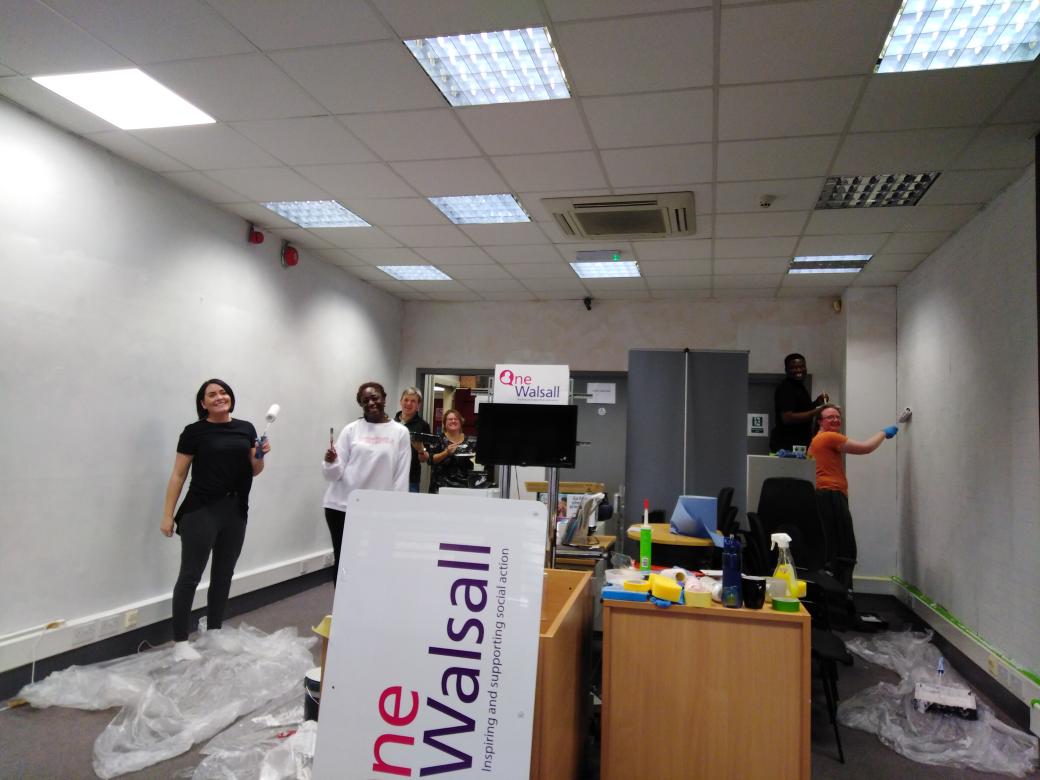 The <a href="/One_Walsall/">One Walsall</a> team have been  busy today giving the Volunteer Centre a refresh ready to welcome back anyone thinking about volunteering and volunteer involving organisations from next month. If you're an org and want to book a volunteering awareness session drop me a DM.