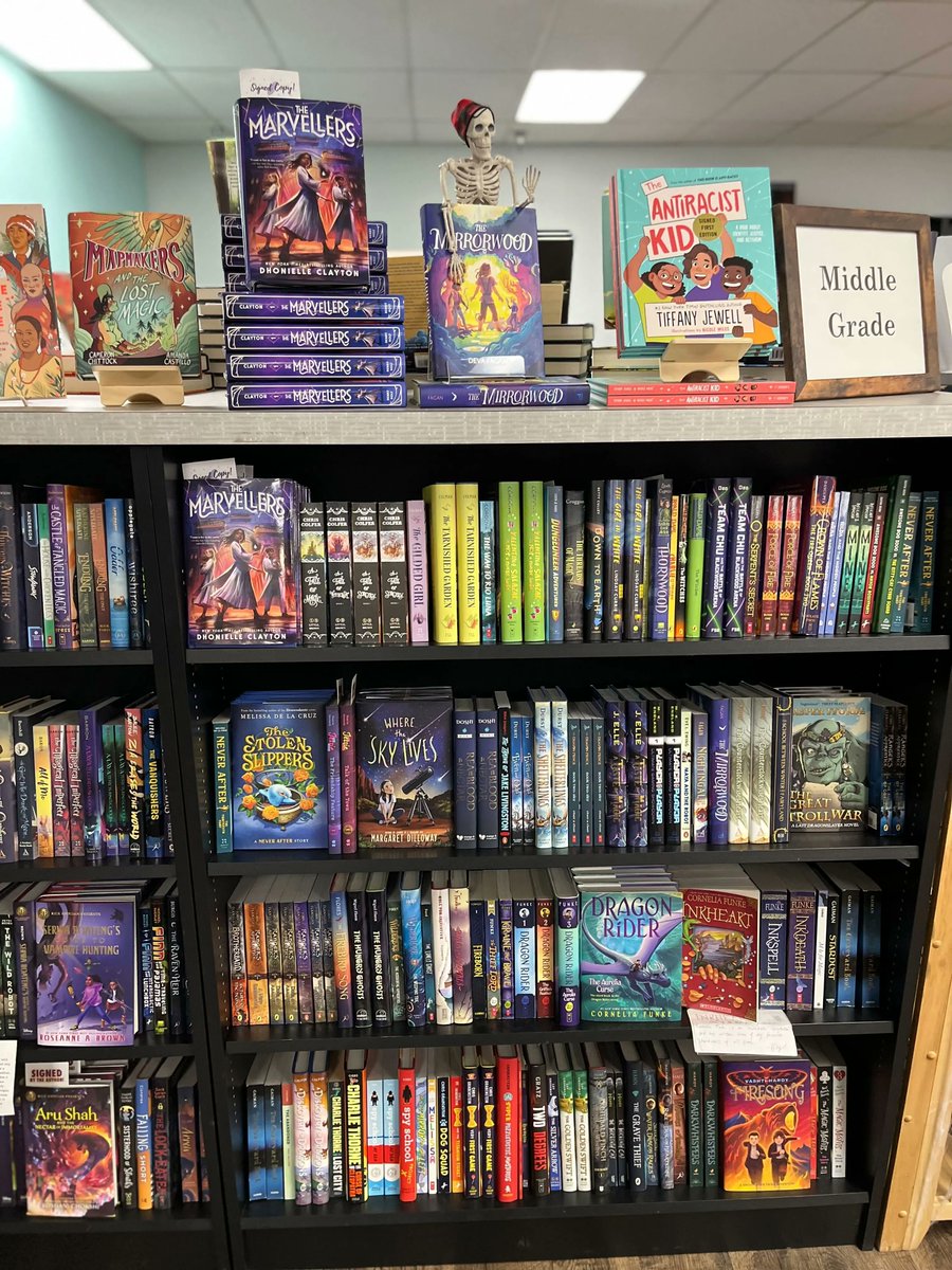 MystGalaxyBooks's tweet photo. #bonesonthetomes day 6! Bones is in middle grade, up to his old tricks. Heβs come to patella you, your next favorite picks!
#bonesofthegalaxy #mysteriousgalaxybookstore #mystgalaxybooks #mysteriousgalaxy #independentbookstore #shoplocal #sandiegobookstore #sandiego https://t.co/vlIa8VrBA8