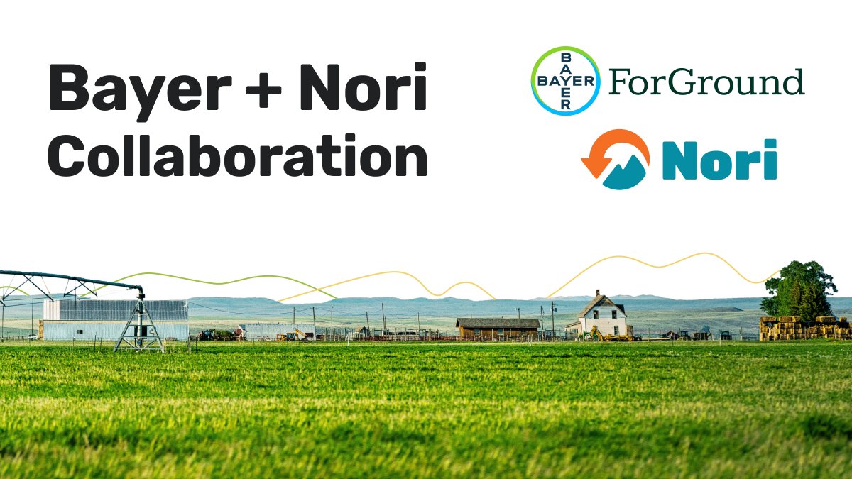 nori's tweet image. Exciting announcement 🎉👇

We’re partnering with @Bayer4CropsUS to bring hundreds of thousands of verified carbon removal offsets to our marketplace next year!

Let’s scale carbon removal.
nori.com/blog/bayer-nor…