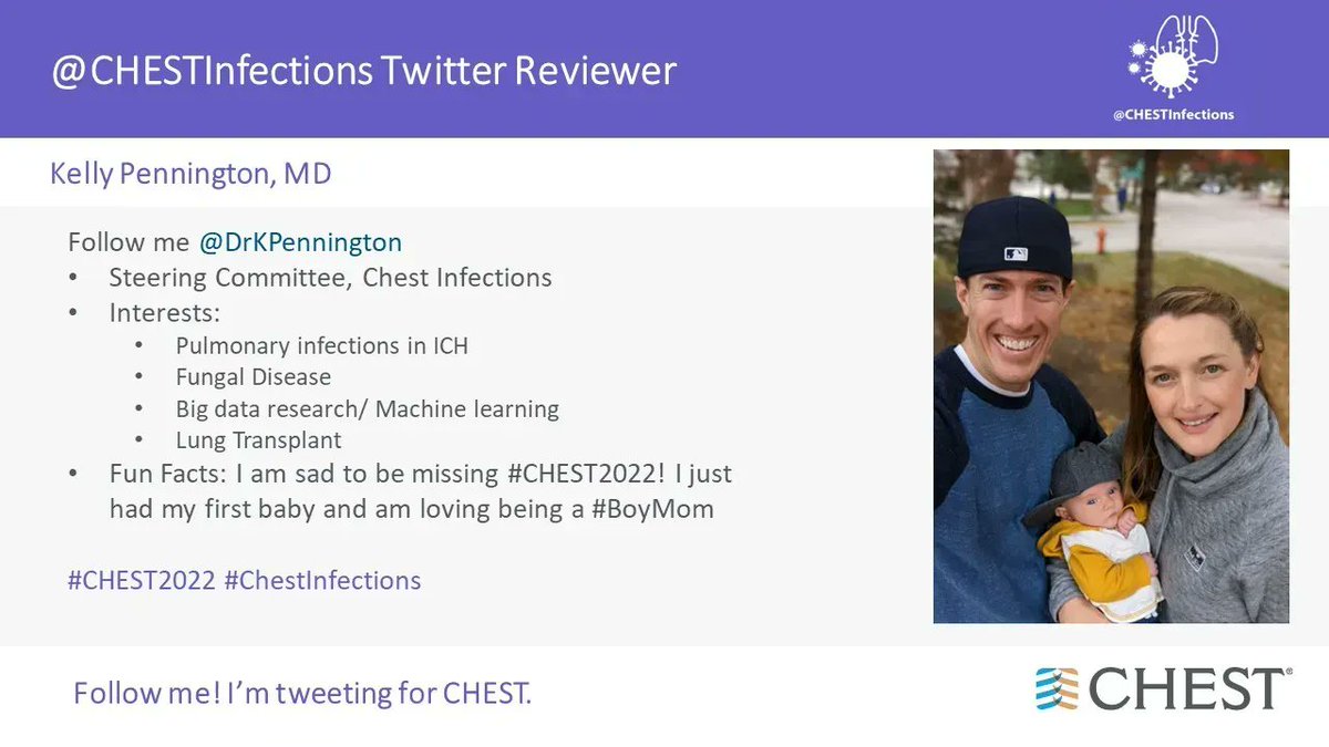We're excited to announce some of our Twitter #CHESTInfections team. Meet @DrKPennington from <a href="/MayoPCCM/">MayoPCCM</a> #CHEST2022