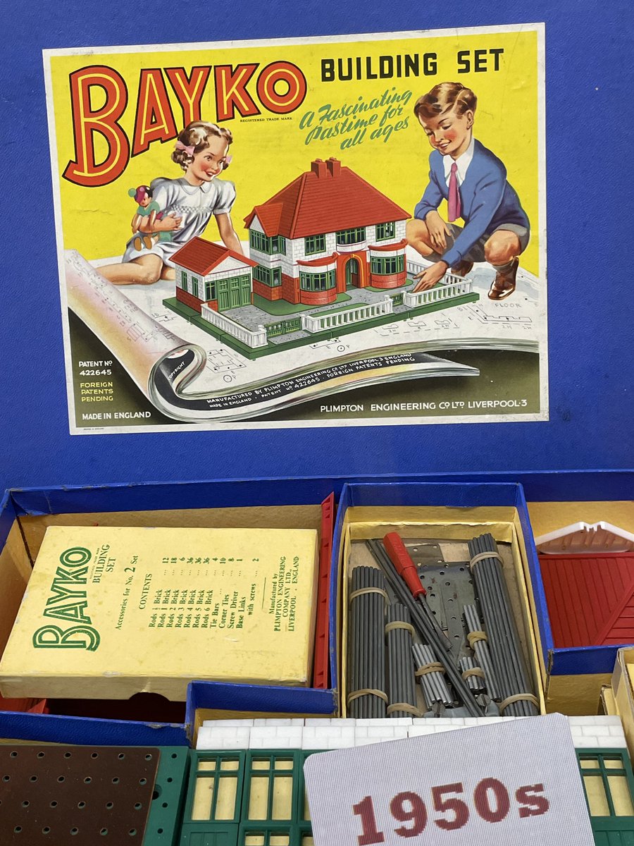 OlivaceousD's tweet photo. Life before Lego exhibition @WimborneModTown: look at all this toy brick packaging from 1915, 1920s, 1930s and 1950s showing boys and girls playing together and marketed at girls as much as boys @LetToysBeToys #Just4Asks 
Cc @ElizabethVSweet @jbpaoletti https://t.co/rmmGvzRMBZ