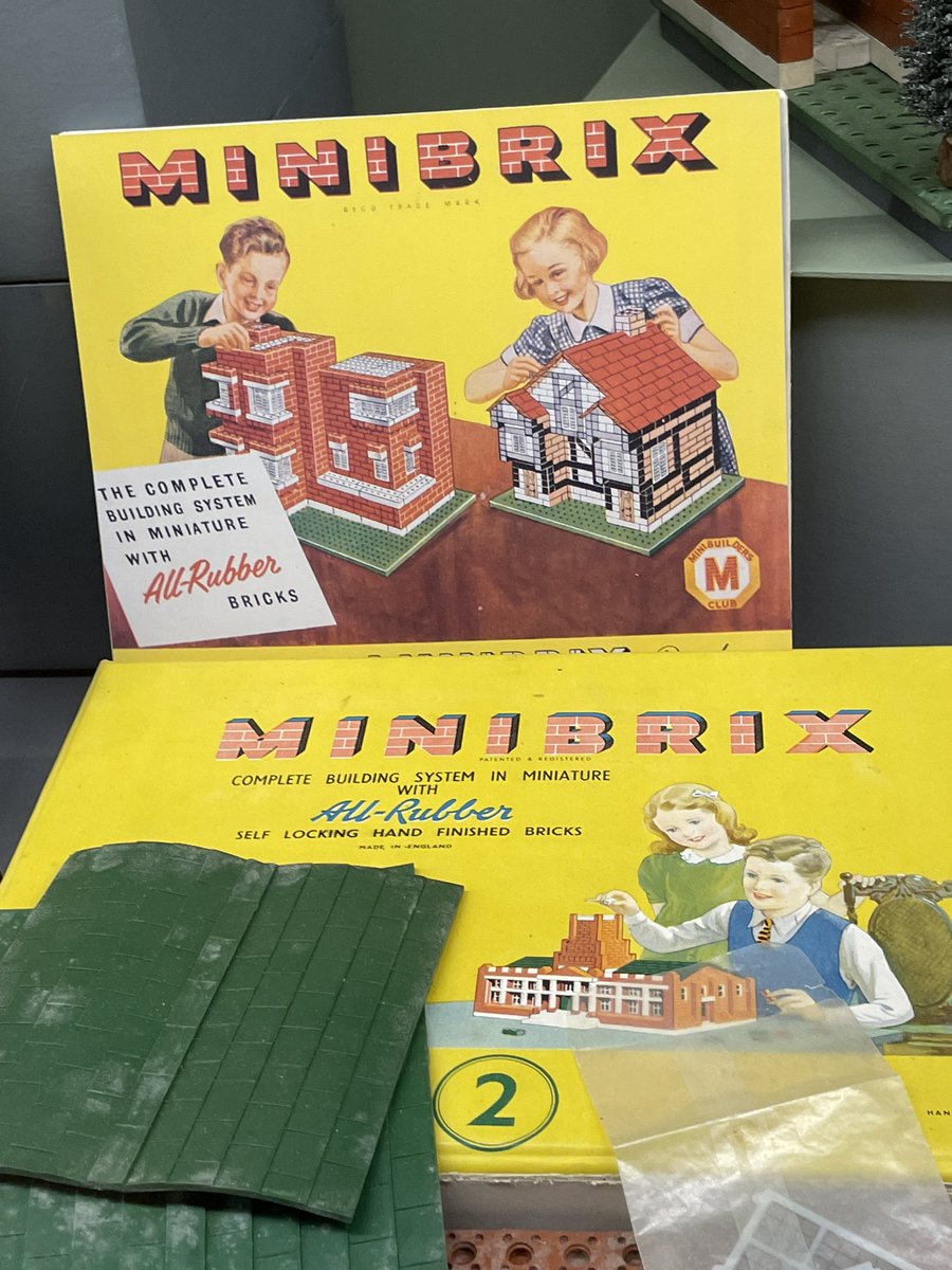 OlivaceousD's tweet photo. Life before Lego exhibition @WimborneModTown: look at all this toy brick packaging from 1915, 1920s, 1930s and 1950s showing boys and girls playing together and marketed at girls as much as boys @LetToysBeToys #Just4Asks 
Cc @ElizabethVSweet @jbpaoletti https://t.co/rmmGvzRMBZ