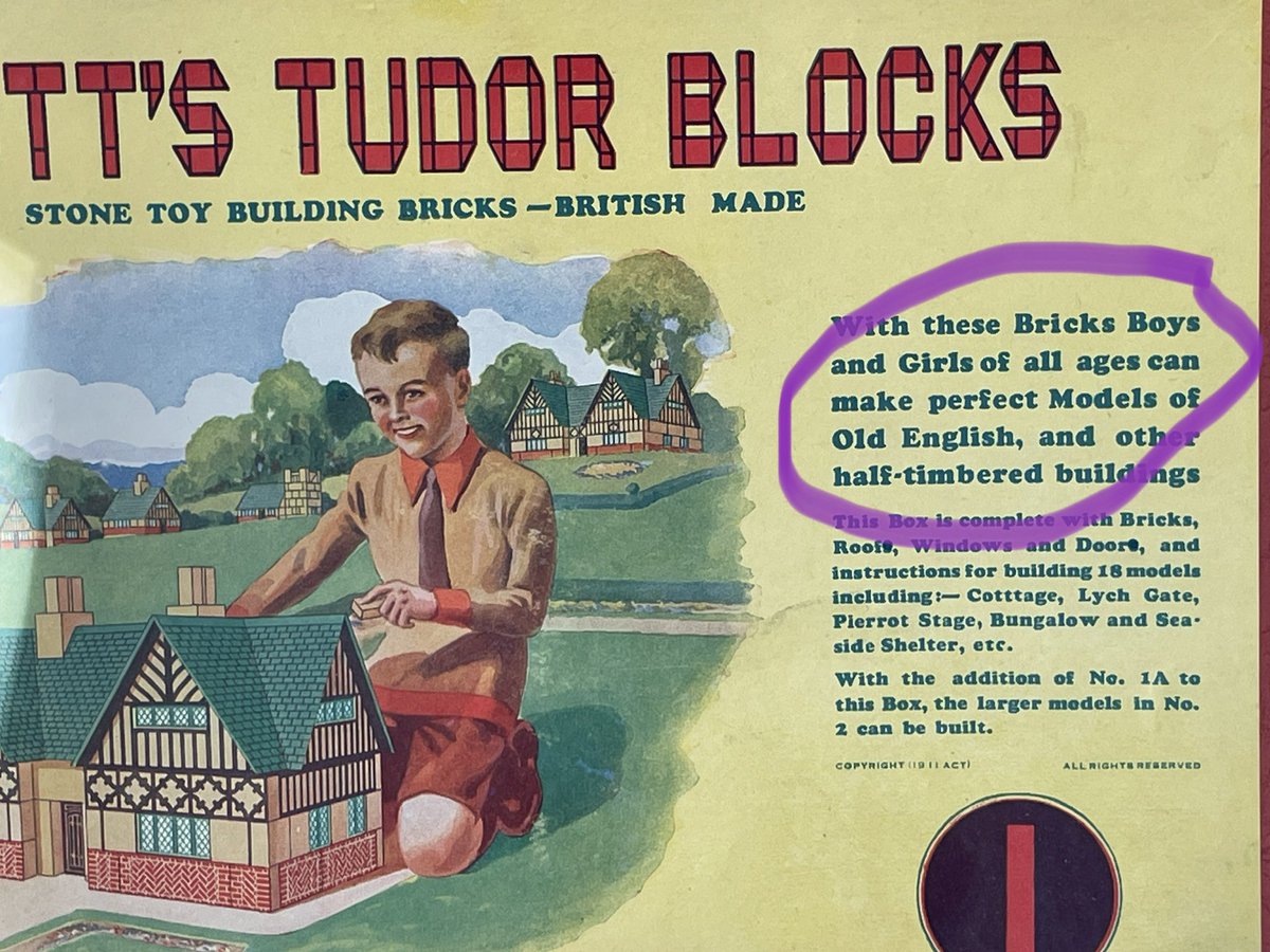 OlivaceousD's tweet photo. Life before Lego exhibition @WimborneModTown: look at all this toy brick packaging from 1915, 1920s, 1930s and 1950s showing boys and girls playing together and marketed at girls as much as boys @LetToysBeToys #Just4Asks 
Cc @ElizabethVSweet @jbpaoletti https://t.co/rmmGvzRMBZ