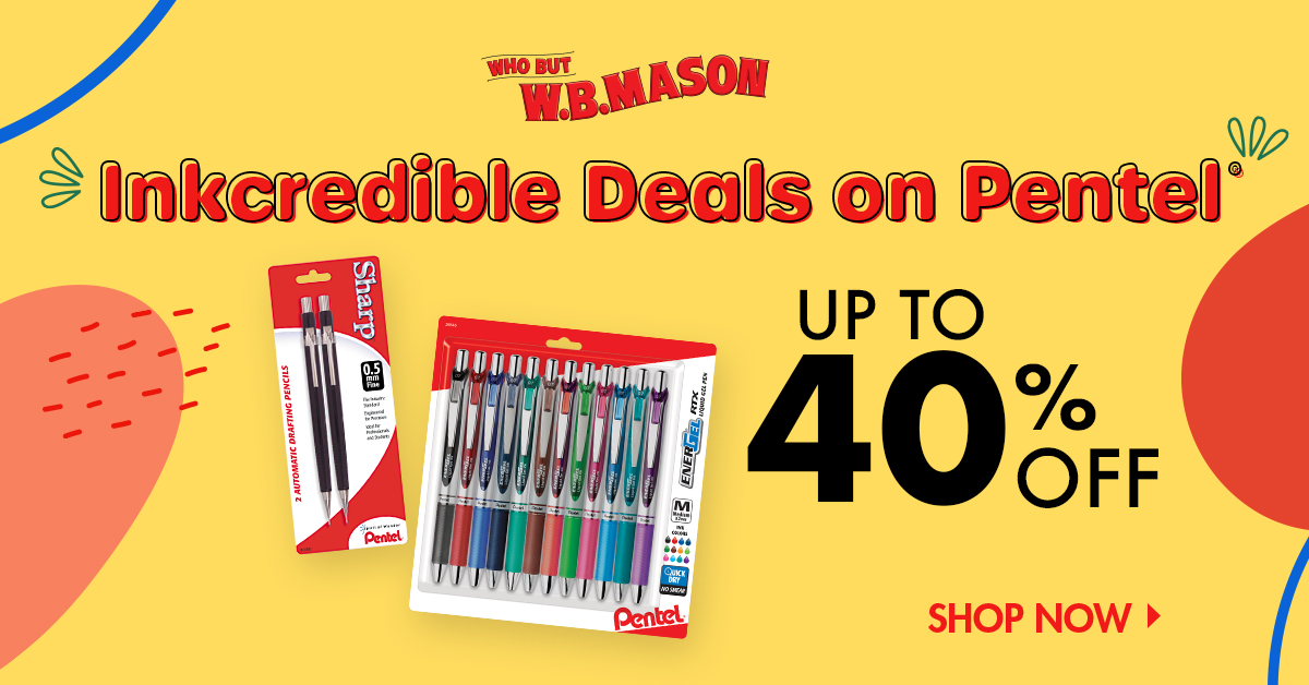 🖊INK-credible Deals🖊 Save up to 40% off on Pentel® products at wbmason.com! @PentelofAmerica #inkcredibledeals #pentel #pentelofamerica #shopnow #whobut #wbmason wbmason.com/SearchResults.…