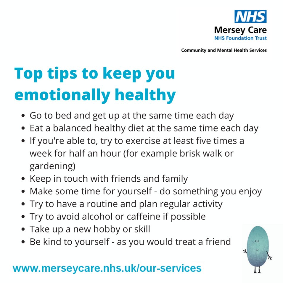 Mersey_Care's tweet photo. Are you struggling with #anxiety or low mood? π
It's normal to feel sad, worried or anxious at times, check out some tips below.
If you'd like extra support and are registered with a GP in #Halton #Knowsley or #StHelens, #ThinkWellbeing can help ππ½
https://t.co/RiX9mpJfvB https://t.co/yyGBZaB6cw
