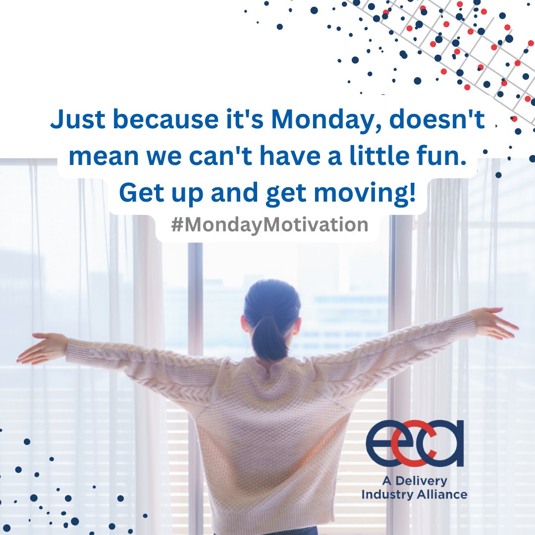 ECAassociation's tweet photo. Do something that makes you happy and gets you moving today! 
#eca #delivery #logistics #transportation #trucking #shippers #carriers #vendors #mondaymotivation https://t.co/pkURuChEOV