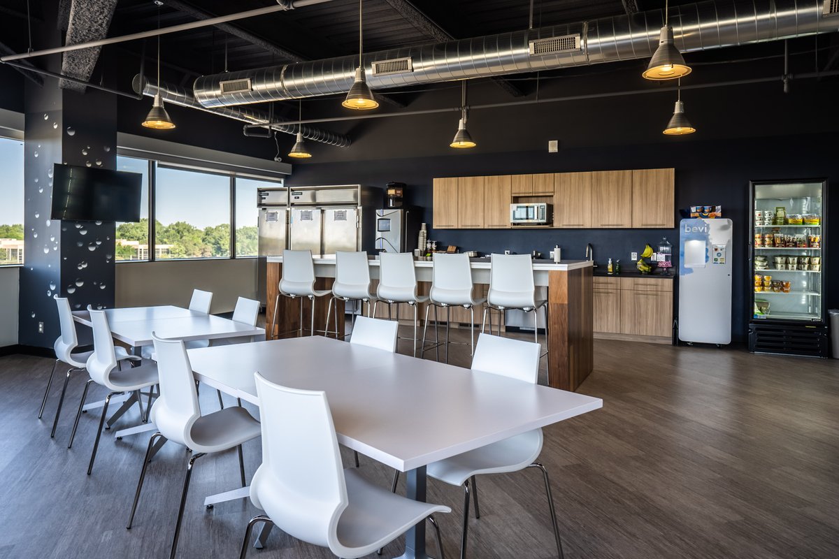 Premier_CD's tweet image. Let's hear it for the office cafe! Cafe areas can be a thriving hub of activity in any office, whether it's people socializing over lunch or discussing a project over coffee.  While we're in a cafe state of mind, here are a few cafe areas we love. #officecafe #breakroom