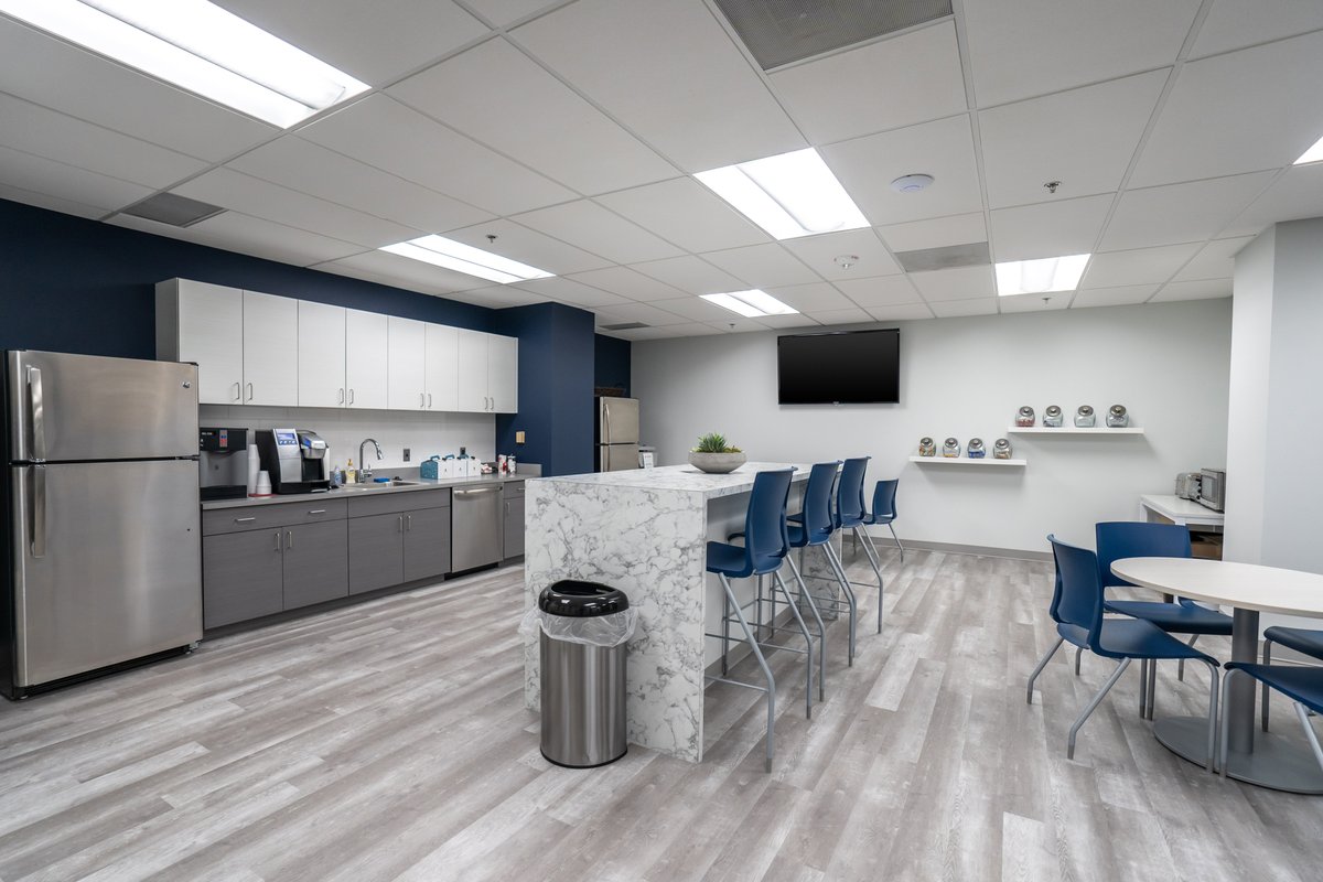 Premier_CD's tweet image. Let's hear it for the office cafe! Cafe areas can be a thriving hub of activity in any office, whether it's people socializing over lunch or discussing a project over coffee.  While we're in a cafe state of mind, here are a few cafe areas we love. #officecafe #breakroom