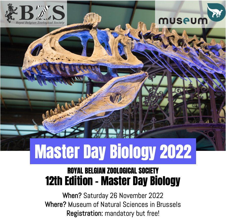 You want to pursue a Master in Biology in Belgium but don't know yet what to choose? RBZS is happy to announce Master Day Biology 2022 held at the Museum of Natural Sciences on Saturday 26/11/22! Registration here: shorturl.at/dxBDR 🤩 #MasterDayBiology #Msc #biology