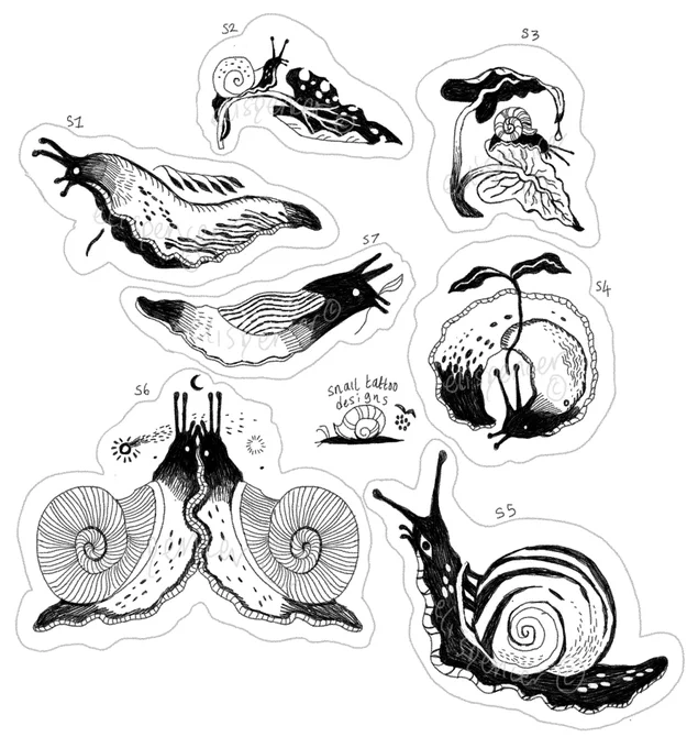 some little slugs and snails tattoo designs! read below on how to buy
~* 