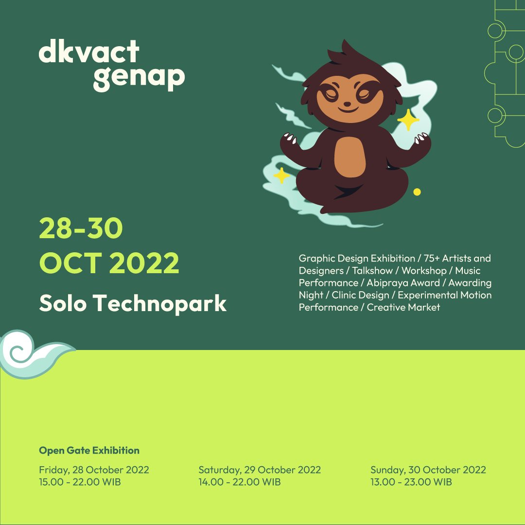 dkviska's tweet photo. Hi sobat DKVACT !
Main event DKVACT sudah di depan mata, bakal banyak acara menarik yang akan hadir untuk kalian semua ๐
Tapi, mimin pengen tau dulu nih, apasih yang paling kalian tunggu di acara ini?
Komen di bawah ya!
#dkvact #dkvact8 #dkvisisolo #exhibition https://t.co/OsLeajGnv9