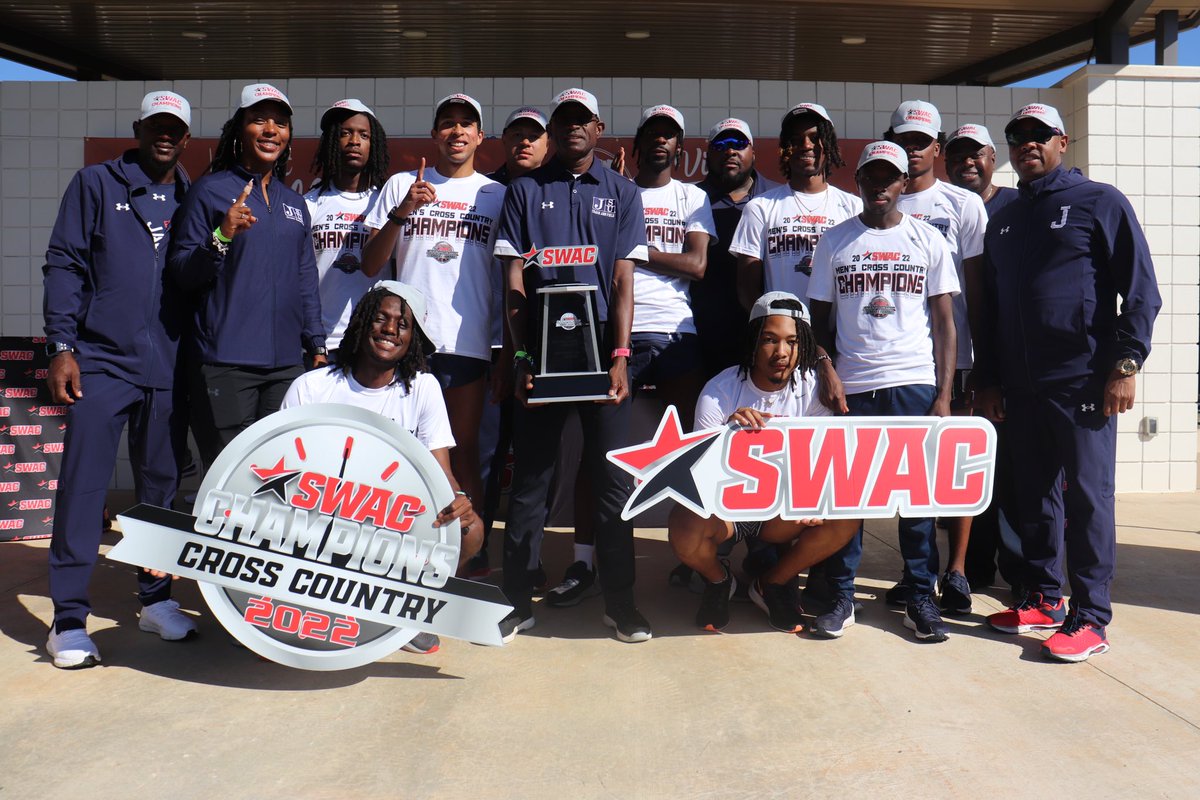 theswac's tweet photo. Congratulations to the Jackson State Tigers (@goJSUtigers) for claiming the 2022 SWAC Men's Cross Country Championship Title

#BuildingChampionsForLife x #SWACXC https://t.co/m9UI9g4aw7