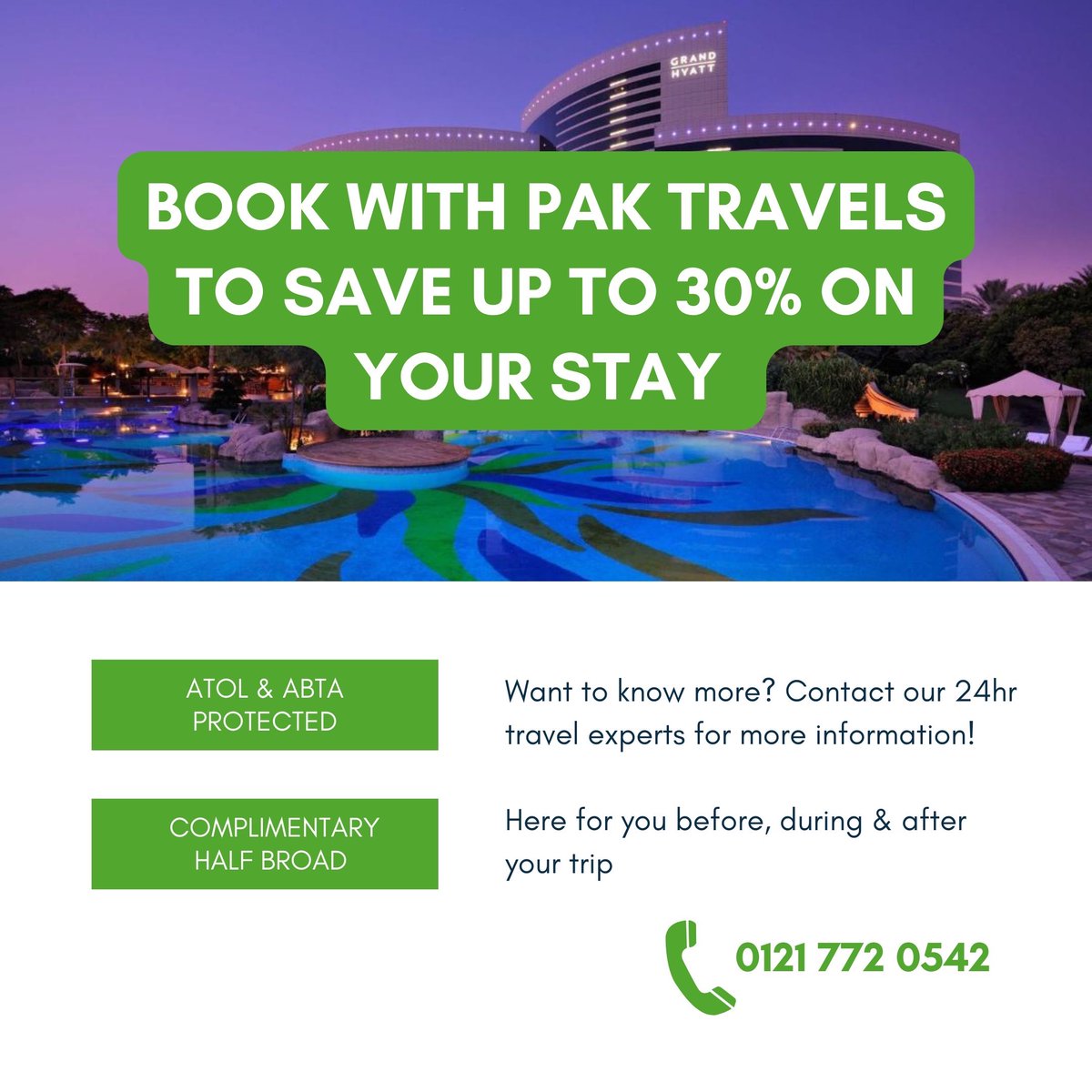 Get Great Discounts At Grand Hyatt Dubai With Pak Travels 👍🏽

Call Pak Travels on 0121 772 0542 for the ultimate luxury experience at an incredible price! Tag someone who deserves to level up their next holiday! 

#paktravels #travelagent  #dubaihotel #grandhyatt #hyatthotel