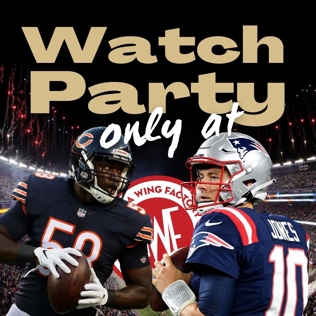 FLWingFactory's tweet photo. Cheer on your favorite team while treating yourself to some wings. It's Bears vs. Patriots, and you'll want to see it all go down on the big screen. 🍺

#WatchParty #Patriots #Bears https://t.co/u5065QGekm