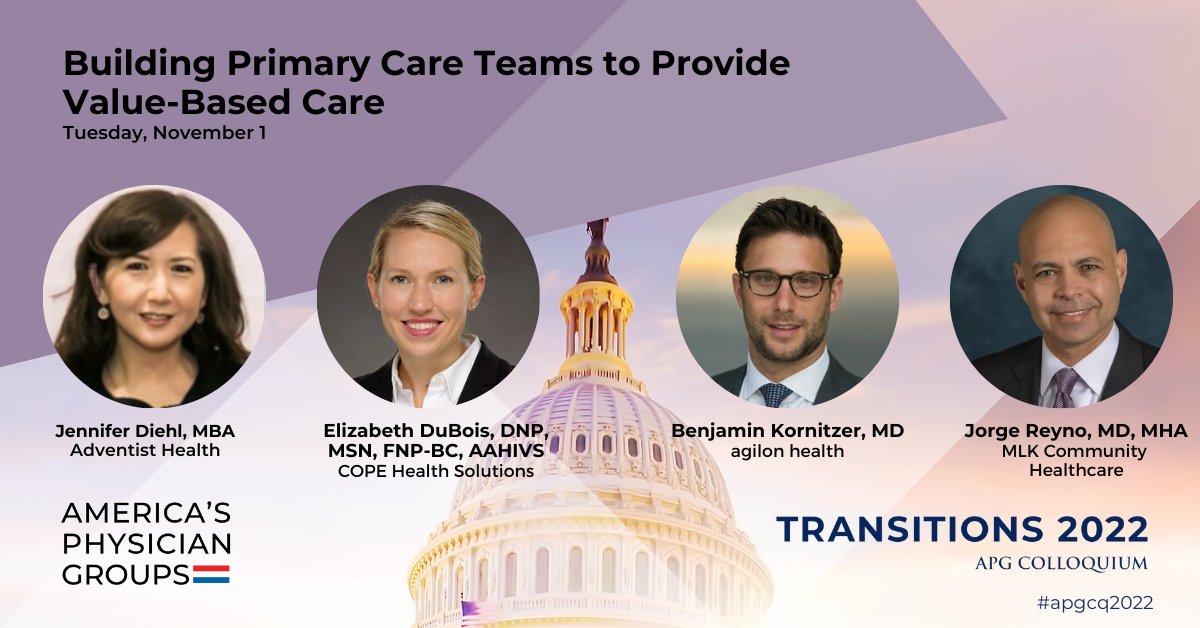 COPE Health Solutions’ Principal and COO Elizabeth DuBois will be moderating a panel “Building Primary Care Teams to Provide Value-based Care”. 

apg.org/conferences-co…

#apgcq2022 #valuebasedcare #primarycare #workforcesolutions #copehealthsolutions