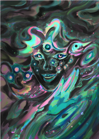 psycartist's tweet photo. Some fun WIP shots to show my process.  Its been a wild ride trying to figure out how to paint this 🤣 https://t.co/gZvMoRA55b