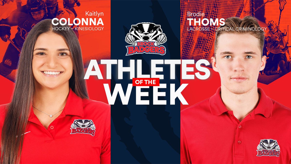 brockbadgers's tweet photo. An overtime winner and a hat-trick performance - congrats to Kaitlyn Colonna and Brodie Thoms on being named athletes of the week! #WeAreBadgers

📖 https://t.co/0py5sWTR4B https://t.co/CtgOT0mmky