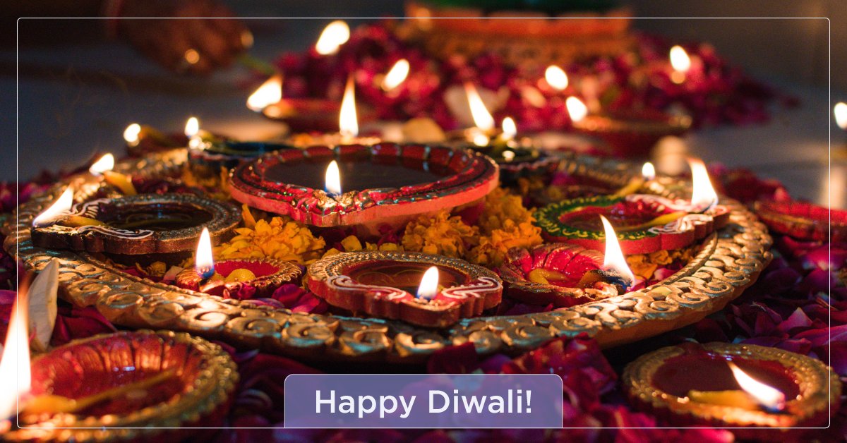 The five-day festival of Diwali, celebrated by Hinduism, Jainism, Sikhism, and some factions of Buddhism, begins today. The name originates from the Sanskrit term deepavali (sometimes spelled dipavali) meaning "row of lighted lamps." #Diwali #RowofLights #FestivalOfLights