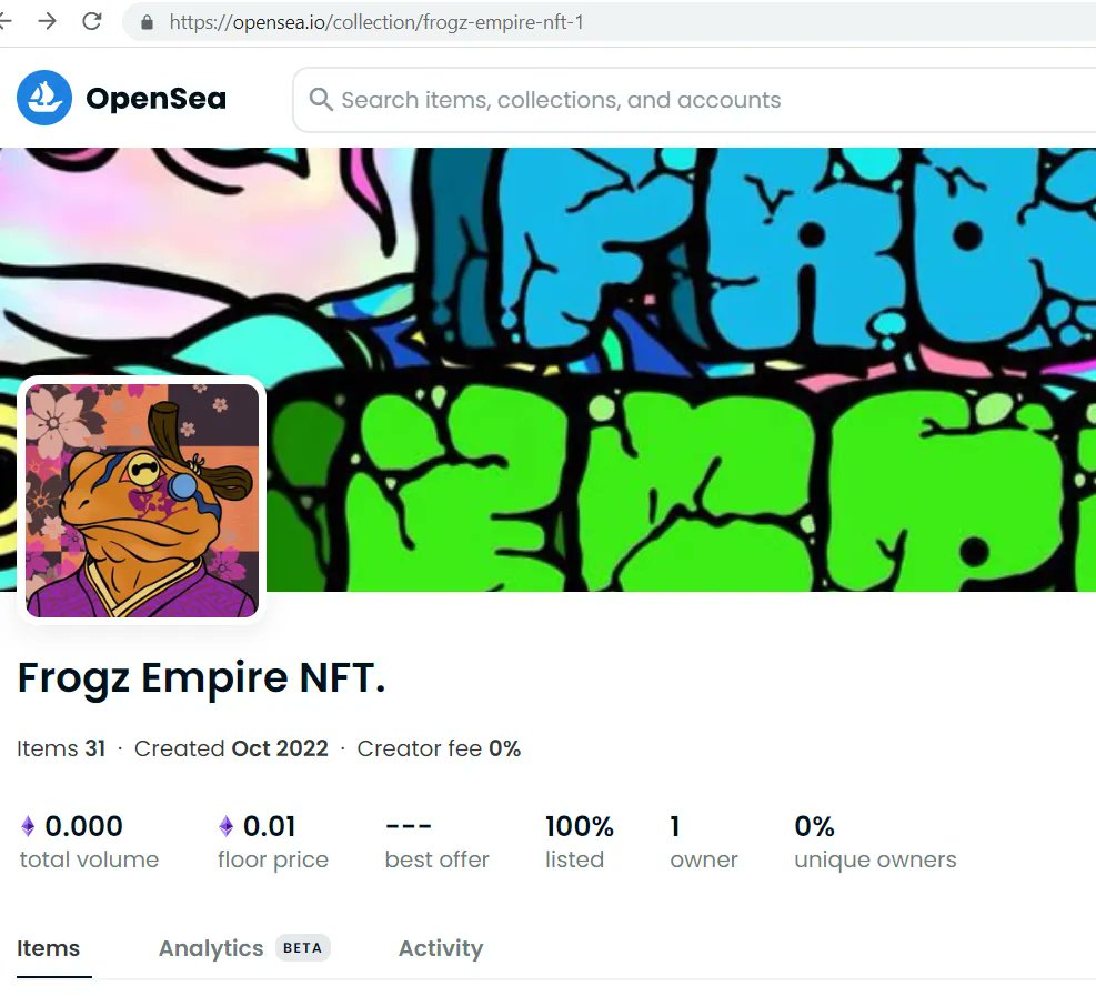 ⚠️⚠️⚠️
Dear fam and frenz!

BEWARE OF THOSE SCAMMERS, THESE ARE FAKE ACCOUNTS STEALING OUR WORK! 🤬🤬🤬

Our collection is not listed yet!
Please help us report them 🙏🐸

#scammer #NFTCommunity #NFTproject #FrogzEmpire