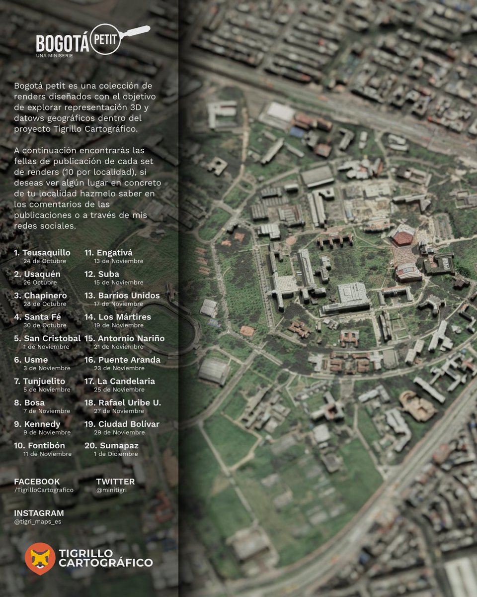 MiniTigri's tweet photo. Como parte de mis ejercicios de exploración en representación cartográfica he decidido iniciar una mini serie de renders donde espero experimentar un poco con las escalas. La idea de esta serie es ver una Bogotá pequeñita, la estoy disfrutando un montón y espero les guste. https://t.co/WULBNoA3gv