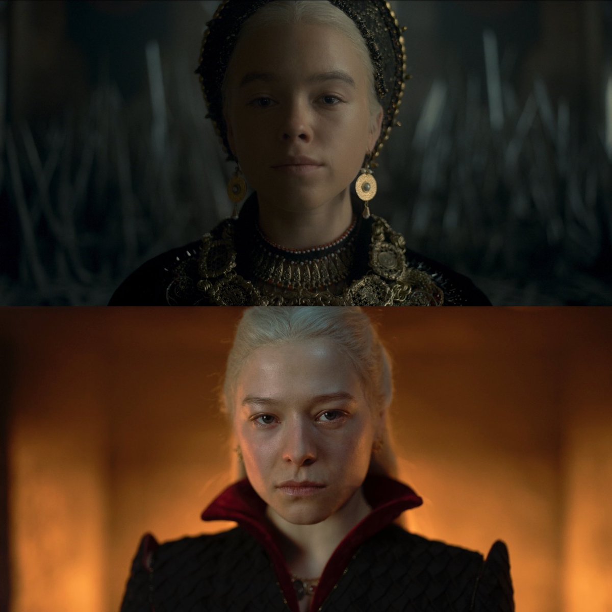 evasoiaf's tweet image. Fin de l’épisode 1 vs. Fin de l’épisode 10