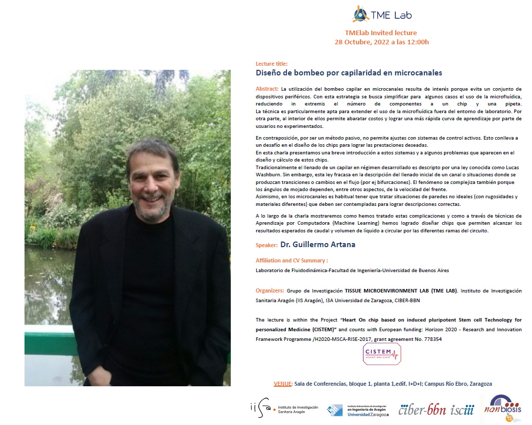 Nanbiosis ICTS (@nanbiosis) on Twitter photo 📢Do not miss the talk by Prof. #GuillermoArtana (University of Buenos Aires) on "Microchannel capillarity pumping design", in the framework of the <a href="/Cistem_Project/">Cistem Project</a>, organized by <a href="/labTME/">TME Lab</a>-<a href="/Nanbiosis/">Nanbiosis ICTS</a> U13
🗓️Oct. 28 2022 at <a href="/I3Aunizar/">I3A - UNIZAR</a>
👉bit.ly/3TRkz12👈
#ICTSNews 📢Do not miss the talk by Prof. #GuillermoArtana (University of Buenos Aires) on "Microchannel capillarity pumping design", in the framework of the <a href="/Cistem_Project/">Cistem Project</a>, organized by <a href="/labTME/">TME Lab</a>-<a href="/Nanbiosis/">Nanbiosis ICTS</a> U13
🗓️Oct. 28 2022 at <a href="/I3Aunizar/">I3A - UNIZAR</a>
👉bit.ly/3TRkz12👈
#ICTSNews