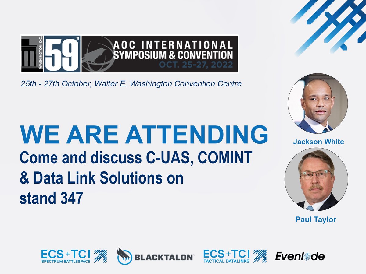 EnterpriseCont3's tweet photo. We are ready for our first day at AOC '22 in Washington DC from 25th-27th Oct. Please come and visit the ECS/TCI team at booth 347 or find out more at: https://t.co/5E3ew0C2UI https://t.co/gWB1pnnr0I #security #counterdrone #cuas #datalinks #bordersecurity #AOC2022 #AOCrows https://t.co/VJtaMNw30o