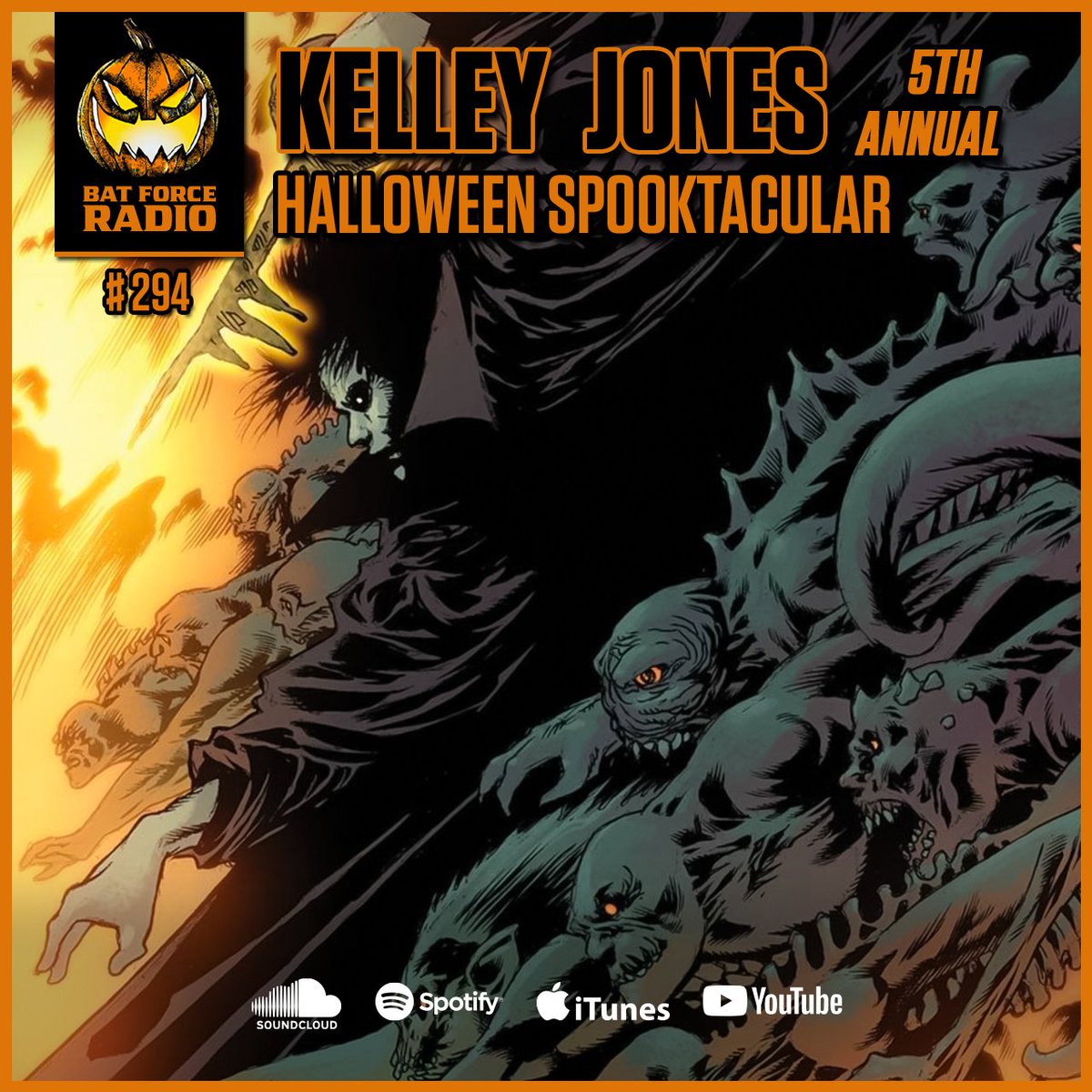 This week <a href="/kelleyjonesart/">Kelley Jones</a> returns for our 5th Annual Halloween episode. We talk about his famous cat's appearance in <a href="/Netflix_Sandman/">The Sandman</a>, comics, horror movies, Mr Freeze, and tons more.
Spotify tinyurl.com/BFRep294
YouTube tinyurl.com/BFRyt294
