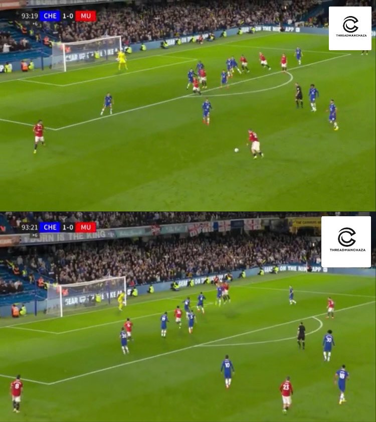 94th minute- The UNBELIEVABLE header It’s difficult to find a good angle to see this goal properly, but the cross from Shaw was excellent and it’s a world class header from Casemiro, who has Mctominay and Chilwell in such close proximity.