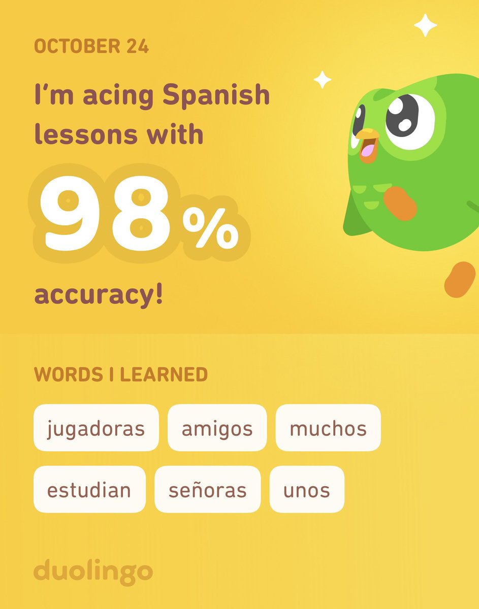 houseofmac's tweet image. I’m learning Spanish on Duolingo! It’s free, fun, and effective.