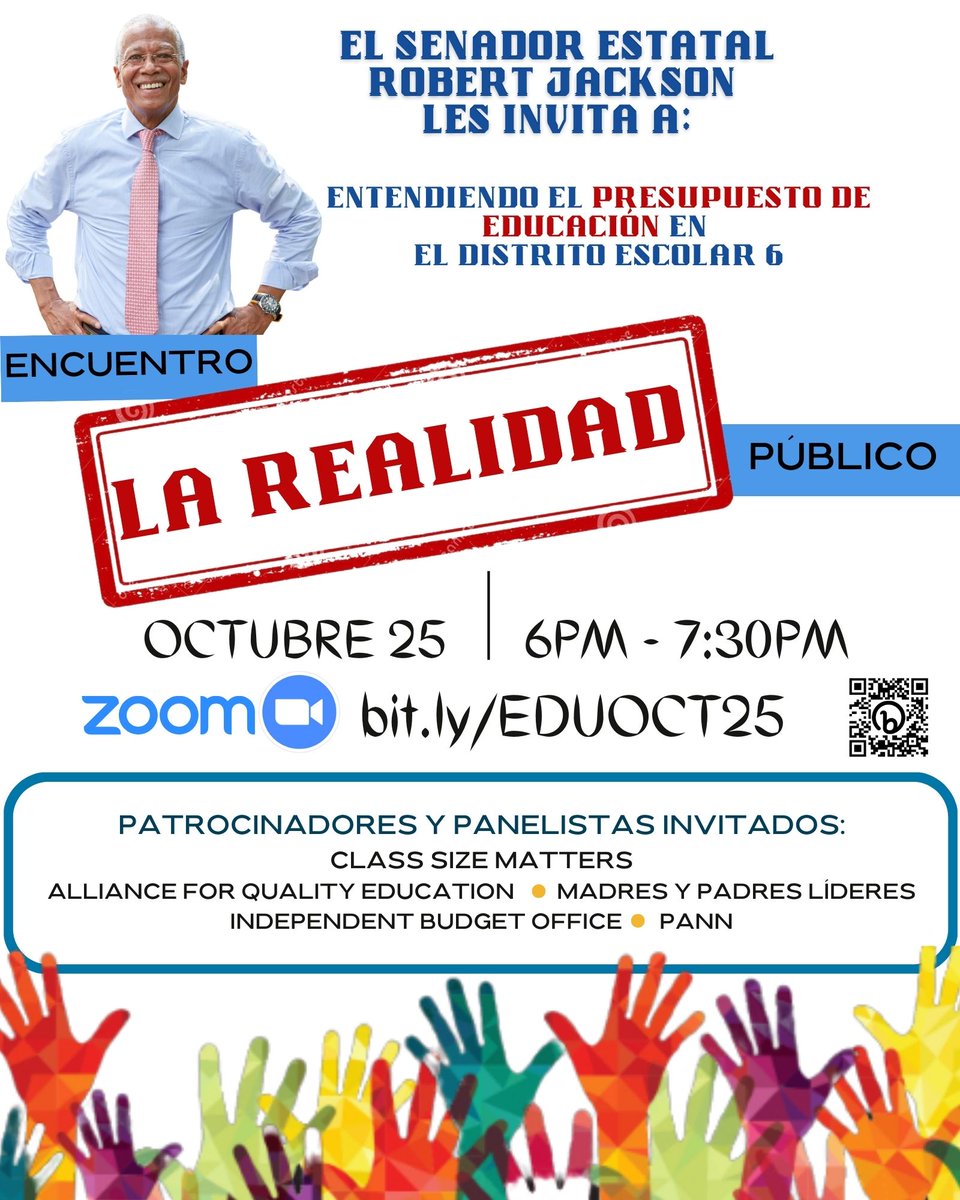 INCLUDEnyc's tweet photo. Virtual education town hall tomorrow with / reunión virtual de educación abierta al público mañana con @RJackson_NYC,@nycibo, @AQE_NY & #CEC6! https://t.co/uT5d4yrMFy