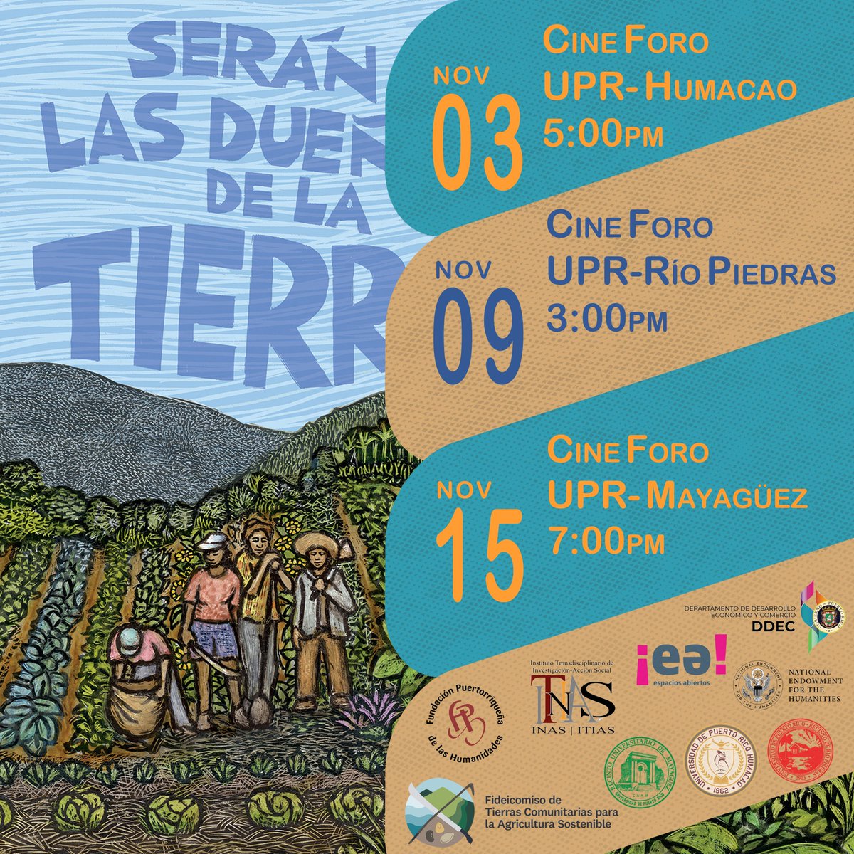 La próxima semana comienza nuestra gira universitaria. Luego de ver la película tendremos un conversatorio con los realizadores y agricultores protagonistas. ¡Apunten las fechas!
