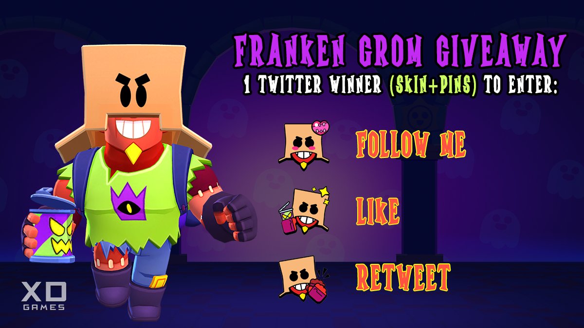 𝕏𝔻 𝔾𝔸𝕄𝔼𝕊 on X: #FrankenGromGiveaway 🎁 x1 Twitter Winner, To Enter:  🎃Follow Me 🎃Like 🎃Retweet 🗓️Winner Picked In 2 Days! Thanks To  @BrawlStars 🧡  / X