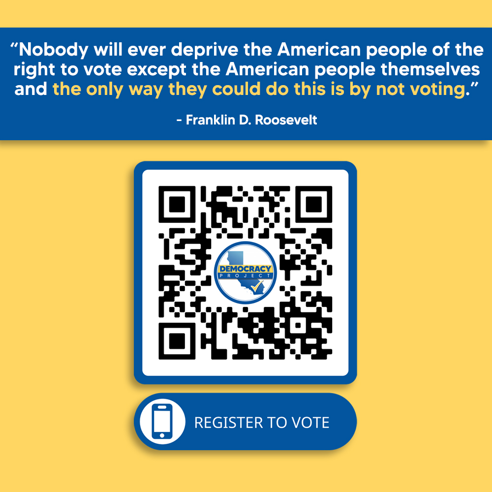 DemProCA's tweet photo. Exercise your right to vote. Help elect representatives who believe in and advocate for democracy, freedom and equality.

Register today and VOTE on Nov 8th. To register to vote or update your existing voter registration visit https://t.co/aviKAx3pfS https://t.co/AupgbPcXGq