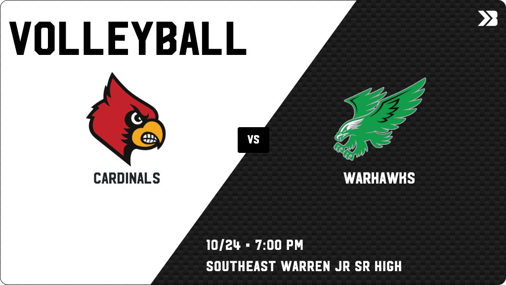 Volleyball (Varsity) Game Day! - Check out the event preview for the The Southeast Warren Warhawks vs the Earlham Cardinals. It starts at 7:00 PM and is at Southeast Warren Jr Sr High. gobound.com/ia/ighsau/vb/2…