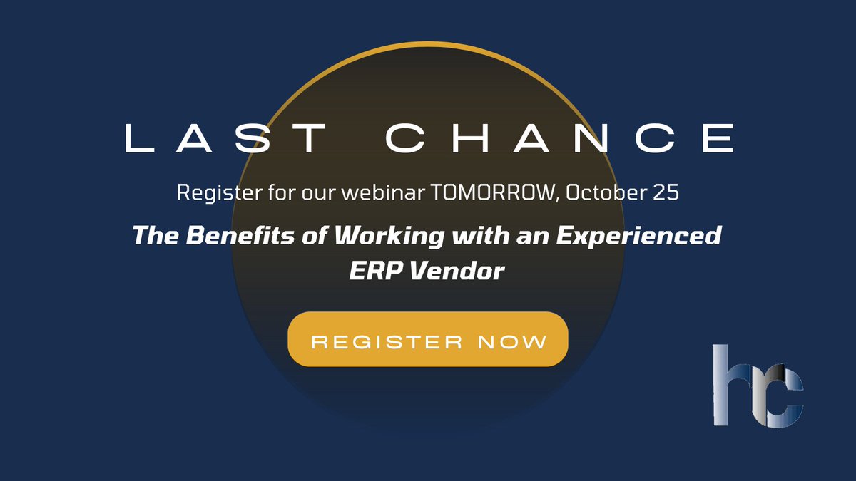 hrcominc's tweet photo. LAST CHANCE - we invite you to our informative 30 minute webinar tomorrow, where we'll explain the valuable benefits of implementing your next ERP system with an experienced partner. You don't want to miss it!
https://t.co/X0FcBaljXV
#ERPwebinar #ERPpartner #VAR #AcumaticaPartner https://t.co/S8KbD3zbTi