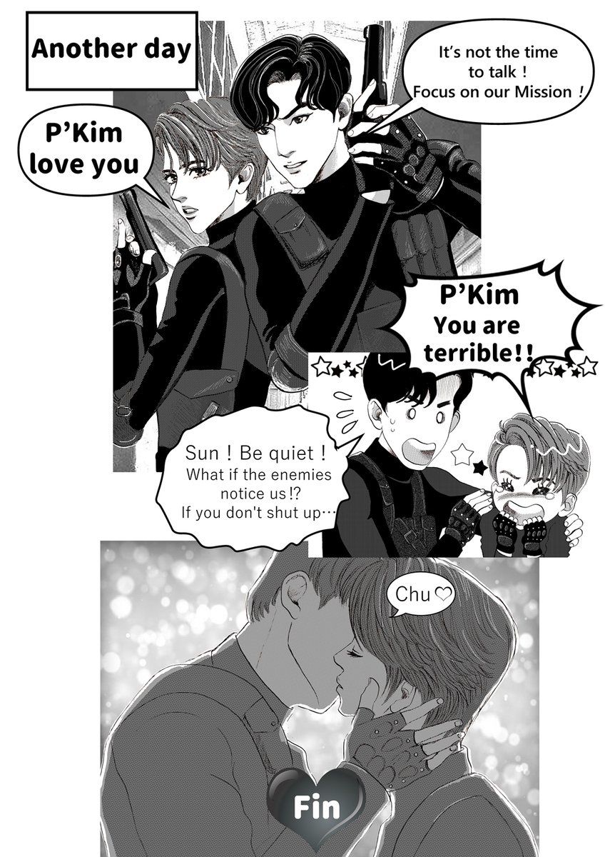 #LoveAt9FinalEP This is the first manga I drew when I learned that KimSun was going to be a series.😚💖 I am reposting it to commemorate the final installment. 🥺🙏🏼💙💙💙💙💙 #เจ้าแก้มก้อน #โอห์มไง #OhmThitiwat #fluke_natouch #โอห์มฟลุ้ค #OhmFluke