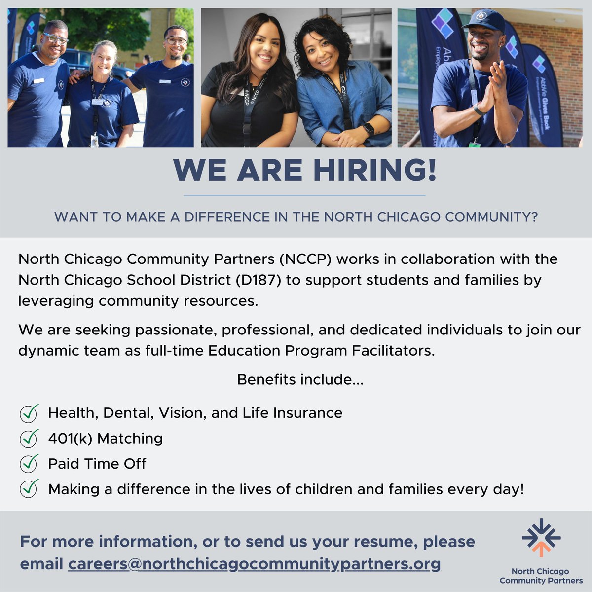 WeAreNCCP's tweet photo. We are hiring! If you have experience working with children in an academic setting and are passionate about making a difference in your community, check out our job post on LinkedIn! #hiring #hiringnow https://t.co/uKDmLp0HYB https://t.co/NdS6yMmz4F