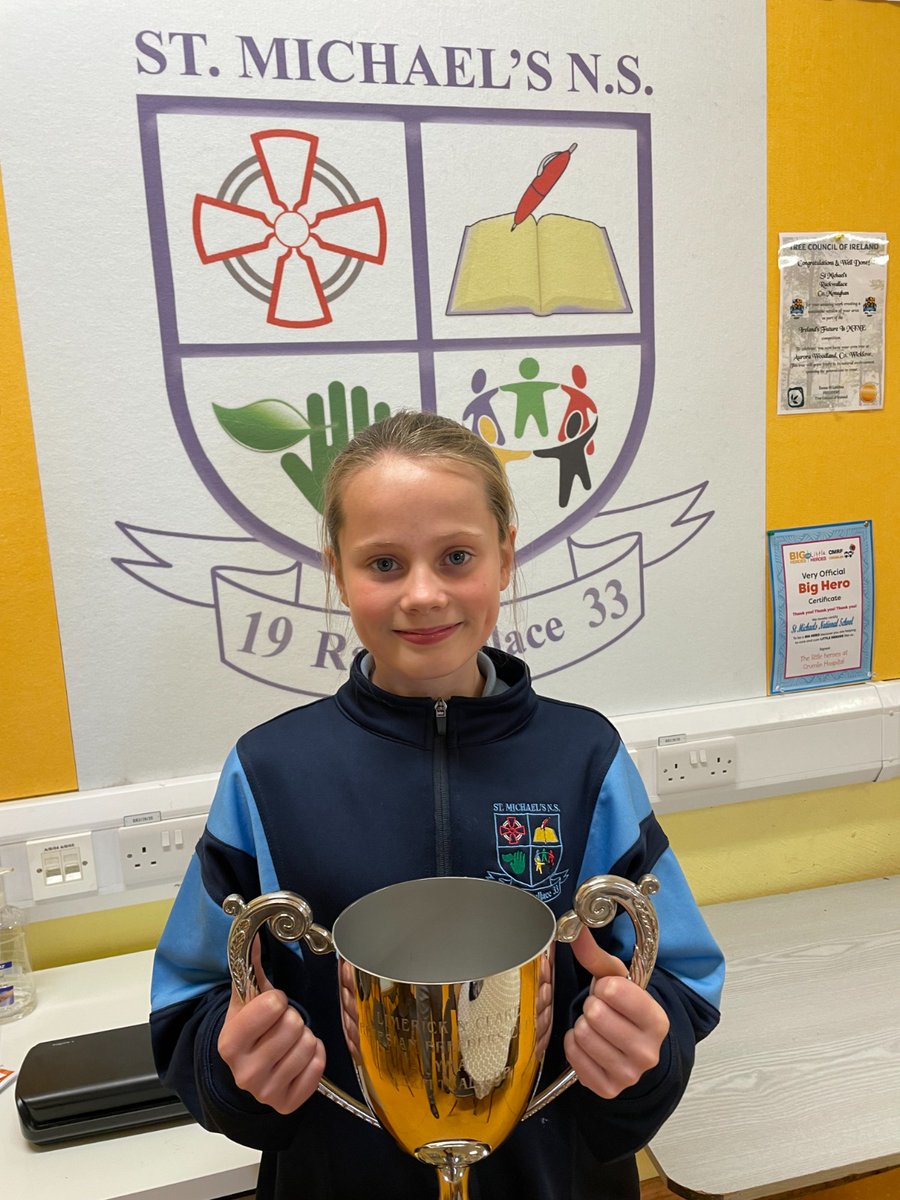 Congratulations to our Sixth Class pupil who came 1st in the National Dairy Show in Cork. She beat off stiff competition to come 1st in her category in calf-leading. And what a huge trophy! Well done from all in St. Michael's!
#stmichaelsrackwallace 
#Ardaghey 
<a href="/theNSMonaghan/">The Northern Standard</a>