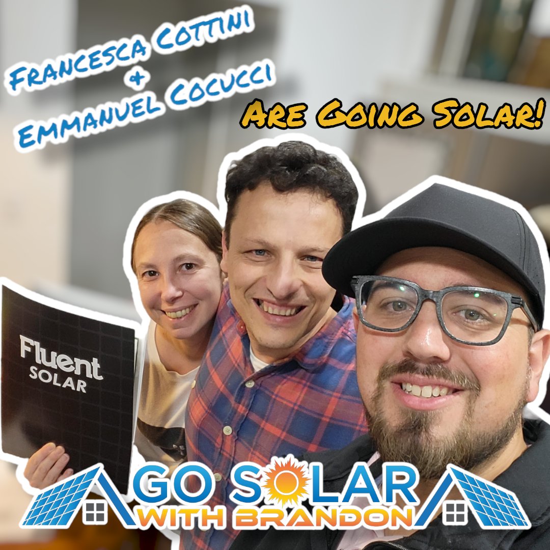 YourSolarPro's tweet photo. Congratulations to Francesca and Emmanuel on making the choice to #GoSolarWithBrandon

Welcome to the #Fluent family!

What's holding you back from going #solar? https://t.co/QqQcHiQhfo