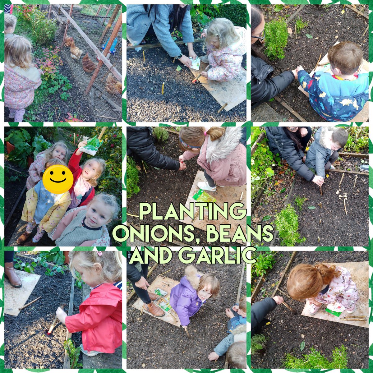Llanyplaygroup's tweet photo. We had lots of fun planting some onions, beans and garlic at the allotment and of course a visit to our feathered friends 🐓 #belonging #exploration 🌱 https://t.co/0uoCOA1a9e